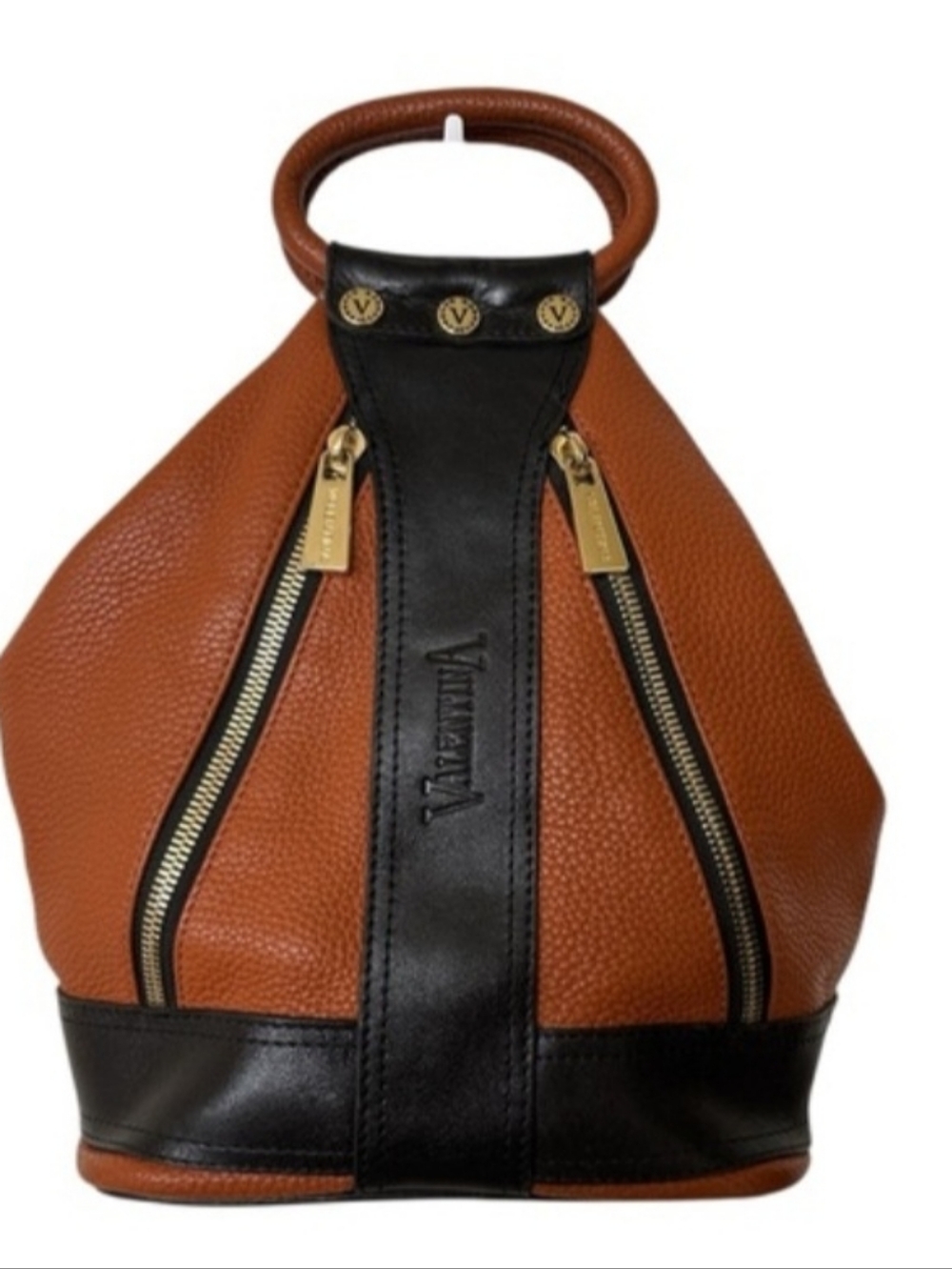 ,💞❣️Womens Valentinas Black and Browm Leather Bucket Hobo Shoulder Bag💘❣️